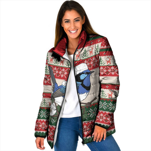 Aussie Fairy-wren Christmas Padded Jacket Festive Knitted Pattern Inspired