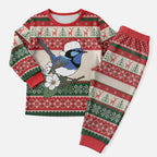 Aussie Fairy-wren Christmas Pajama Set Festive Knitted Pattern Inspired