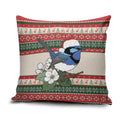 Aussie Fairy-wren Christmas Pillow Cover Festive Knitted Pattern Inspired