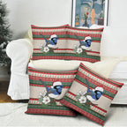Aussie Fairy-wren Christmas Pillow Cover Festive Knitted Pattern Inspired