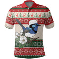 Aussie Fairy-wren Christmas Polo Shirt Festive Knitted Pattern Inspired