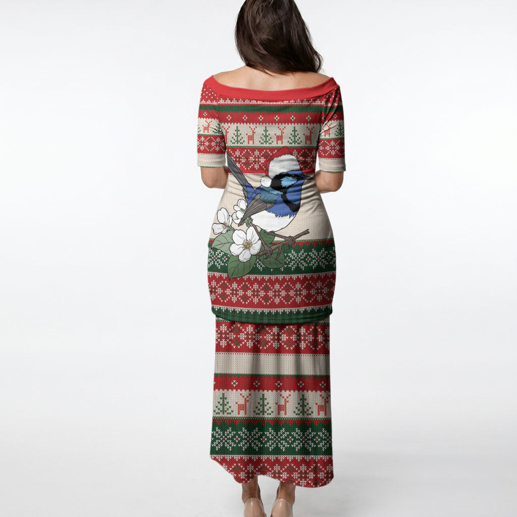 Aussie Fairy-wren Christmas Puletasi Festive Knitted Pattern Inspired