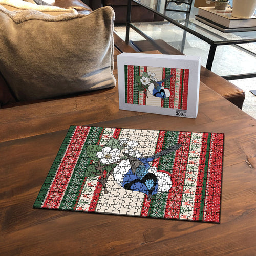 Aussie Fairy-wren Christmas Puzzle Festive Knitted Pattern Inspired
