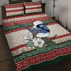 Aussie Fairy-wren Christmas Quilt Bed Set Festive Knitted Pattern Inspired