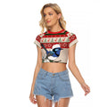 Aussie Fairy-wren Christmas Raglan Cropped T Shirt Festive Knitted Pattern Inspired