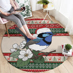 Aussie Fairy-wren Christmas Round Carpet Festive Knitted Pattern Inspired