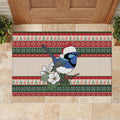 Aussie Fairy-wren Christmas Rubber Doormat Festive Knitted Pattern Inspired