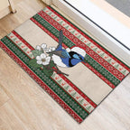 Aussie Fairy-wren Christmas Rubber Doormat Festive Knitted Pattern Inspired