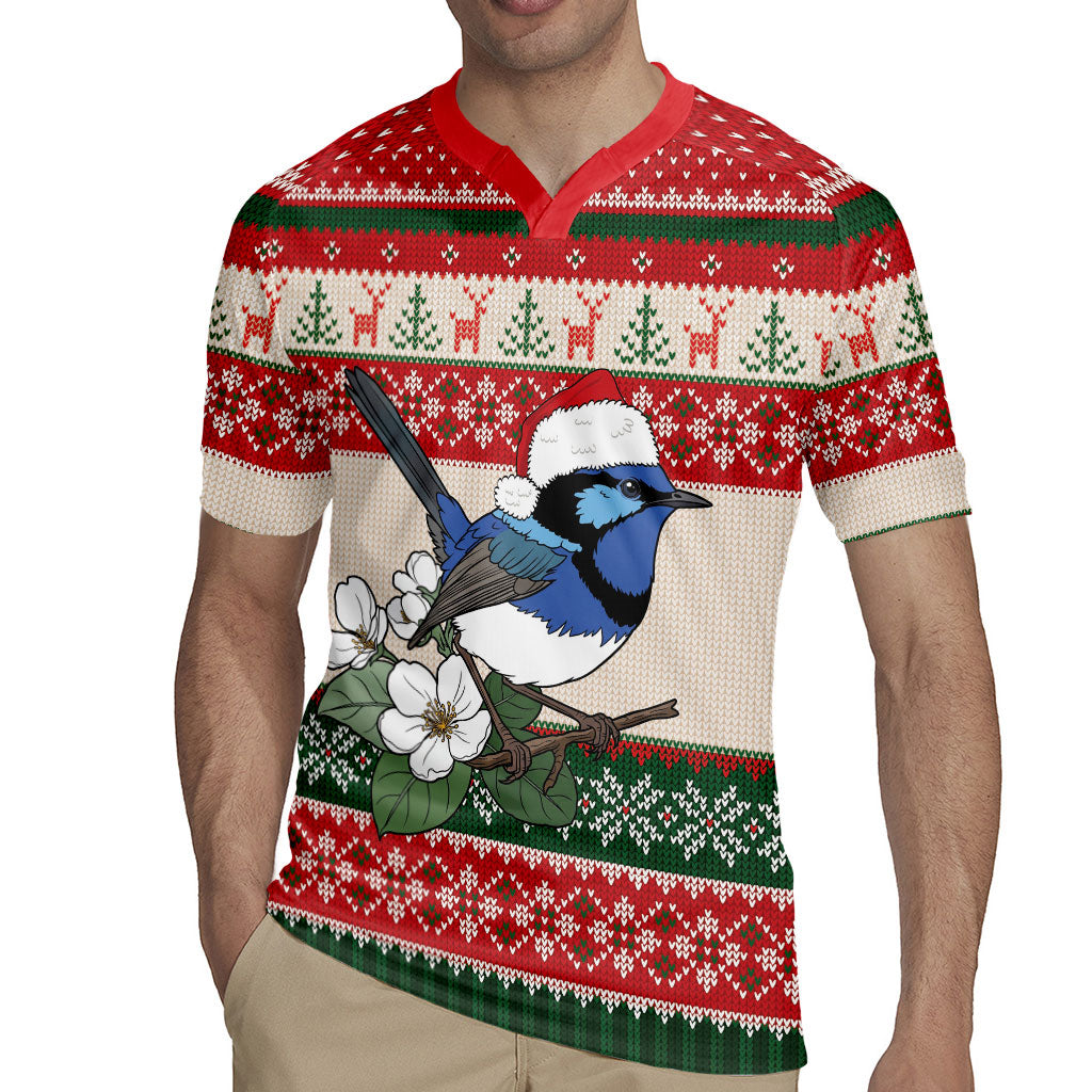 Aussie Fairy-wren Christmas Rugby Jersey Festive Knitted Pattern Inspired