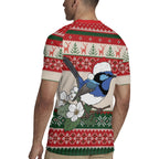 Aussie Fairy-wren Christmas Rugby Jersey Festive Knitted Pattern Inspired