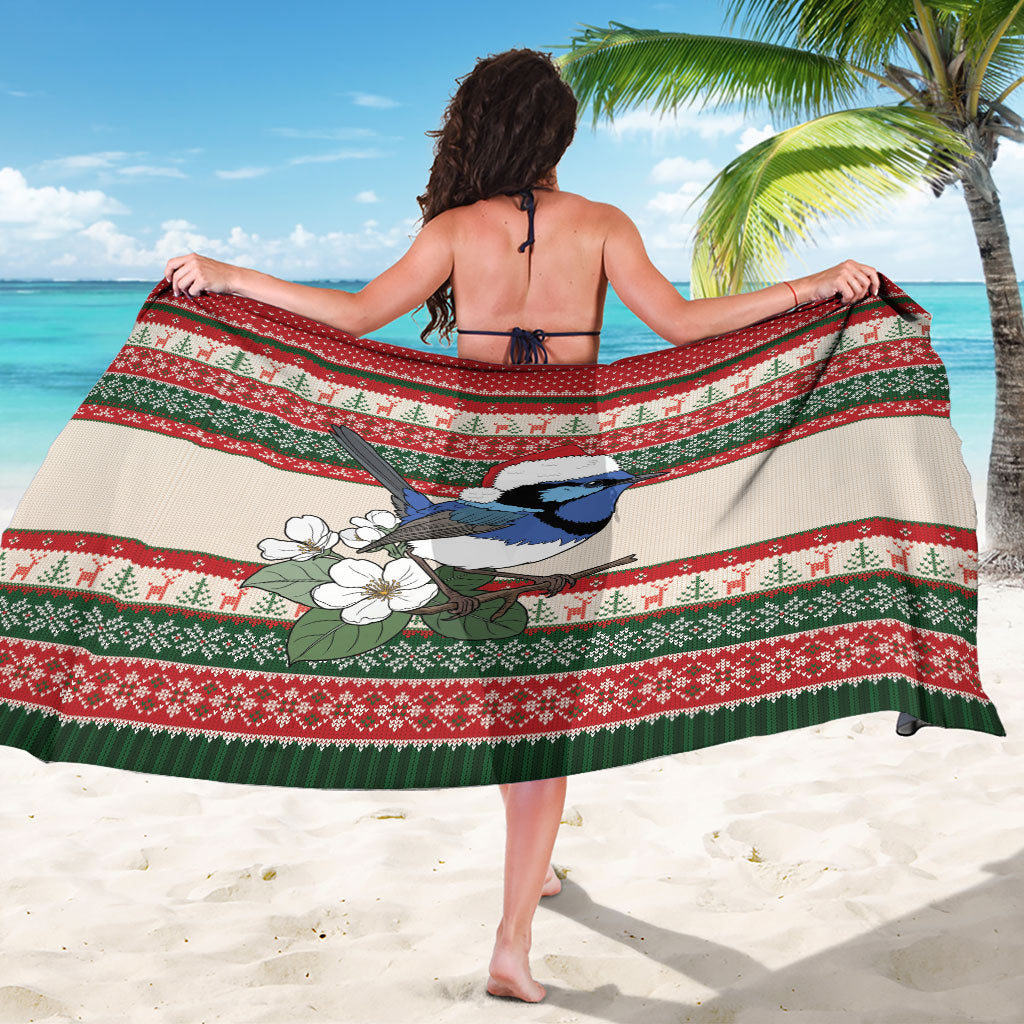 Aussie Fairy-wren Christmas Sarong Festive Knitted Pattern Inspired