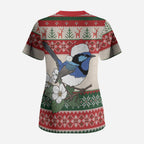 Aussie Fairy-wren Christmas Scrub Top Festive Knitted Pattern Inspired