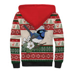 Aussie Fairy-wren Christmas Sherpa Hoodie Festive Knitted Pattern Inspired