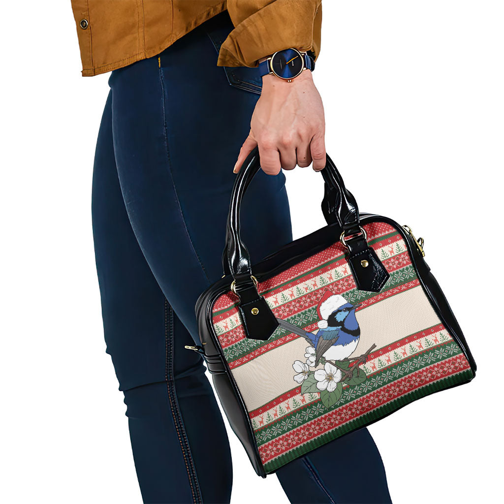 Aussie Fairy-wren Christmas Shoulder Handbag Festive Knitted Pattern Inspired