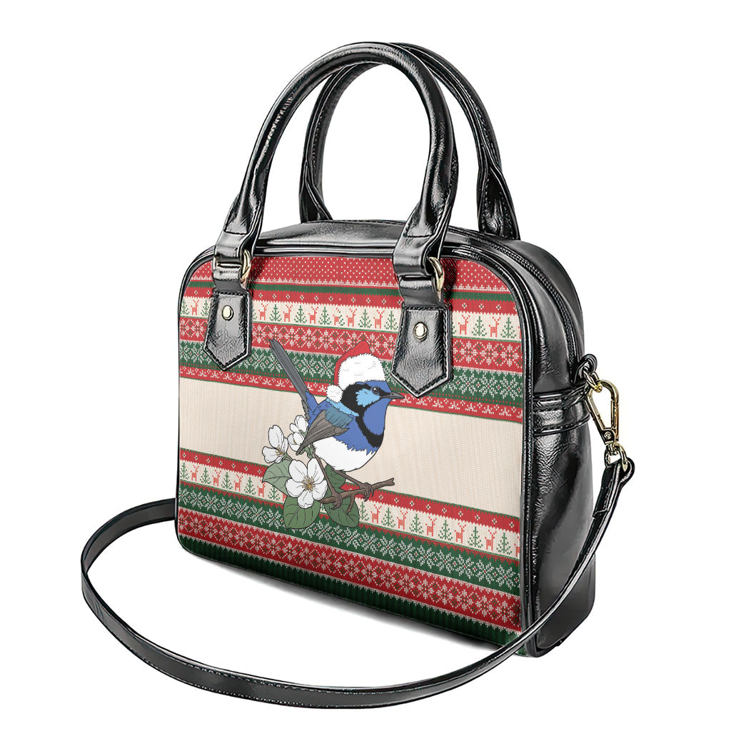 Aussie Fairy-wren Christmas Shoulder Handbag Festive Knitted Pattern Inspired