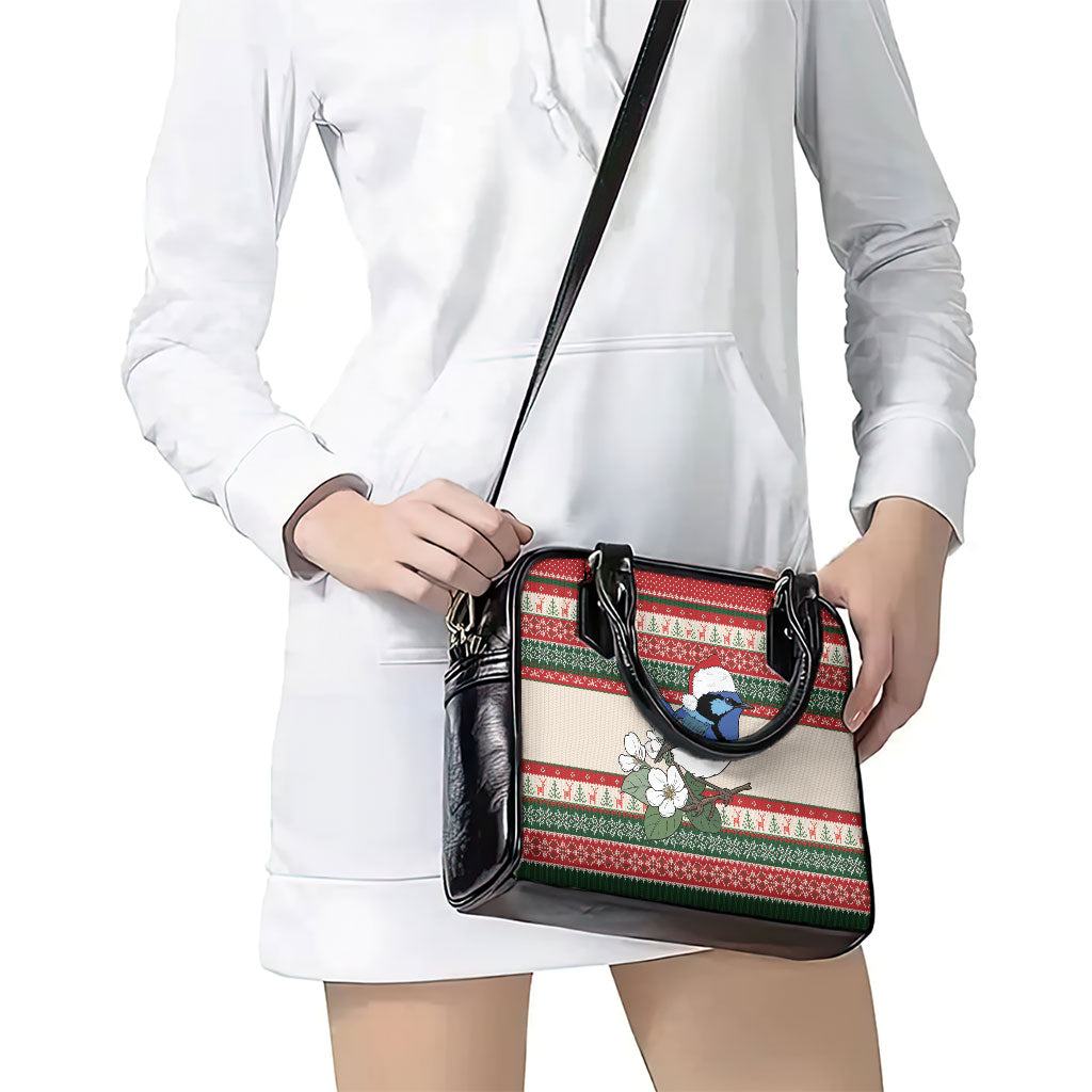Aussie Fairy-wren Christmas Shoulder Handbag Festive Knitted Pattern Inspired