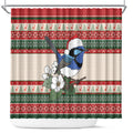 Aussie Fairy-wren Christmas Shower Curtain Festive Knitted Pattern Inspired