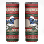 Aussie Fairy-wren Christmas Skinny Tumbler Festive Knitted Pattern Inspired