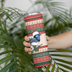 Aussie Fairy-wren Christmas Skinny Tumbler Festive Knitted Pattern Inspired