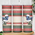 Aussie Fairy-wren Christmas Skinny Tumbler Festive Knitted Pattern Inspired
