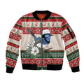 Aussie Fairy-wren Christmas Sleeve Zip Bomber Jacket Festive Knitted Pattern Inspired