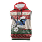 Aussie Fairy-wren Christmas Sleeveless Hoodie Festive Knitted Pattern Inspired