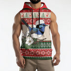 Aussie Fairy-wren Christmas Sleeveless Hoodie Festive Knitted Pattern Inspired