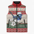 Aussie Fairy-wren Christmas Sleeveless Puffer Jacket Festive Knitted Pattern Inspired