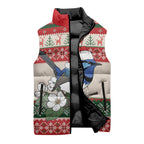 Aussie Fairy-wren Christmas Sleeveless Puffer Jacket Festive Knitted Pattern Inspired