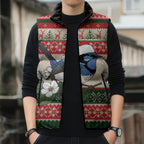 Aussie Fairy-wren Christmas Sleeveless Puffer Jacket Festive Knitted Pattern Inspired