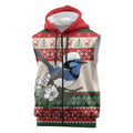 Aussie Fairy-wren Christmas Sleeveless Zip Hoodie Festive Knitted Pattern Inspired