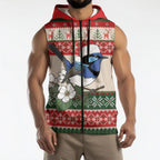 Aussie Fairy-wren Christmas Sleeveless Zip Hoodie Festive Knitted Pattern Inspired