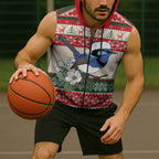 Aussie Fairy-wren Christmas Sleeveless Zip Hoodie Festive Knitted Pattern Inspired
