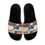 Aussie Fairy-wren Christmas Slide Sandals Festive Knitted Pattern Inspired