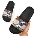 Aussie Fairy-wren Christmas Slide Sandals Festive Knitted Pattern Inspired