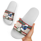 Aussie Fairy-wren Christmas Slide Sandals Festive Knitted Pattern Inspired