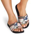 Aussie Fairy-wren Christmas Slide Sandals Festive Knitted Pattern Inspired
