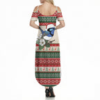 Aussie Fairy-wren Christmas Summer Maxi Dress Festive Knitted Pattern Inspired