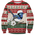 Aussie Fairy-wren Christmas Sweatshirt Festive Knitted Pattern Inspired