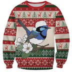 Aussie Fairy-wren Christmas Sweatshirt Festive Knitted Pattern Inspired