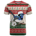 Aussie Fairy-wren Christmas T Shirt Festive Knitted Pattern Inspired