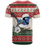 Aussie Fairy-wren Christmas T Shirt Festive Knitted Pattern Inspired