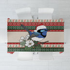 Aussie Fairy-wren Christmas Tablecloth Festive Knitted Pattern Inspired