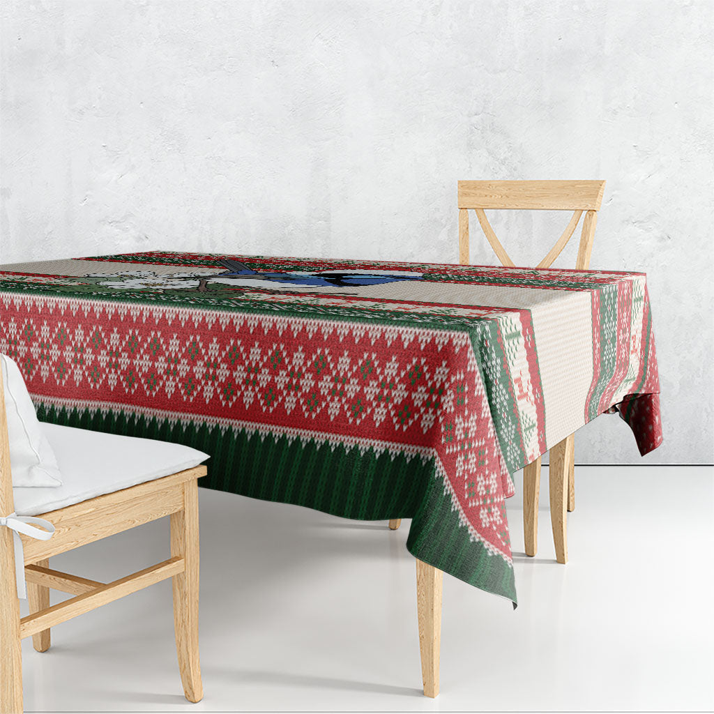 Aussie Fairy-wren Christmas Tablecloth Festive Knitted Pattern Inspired