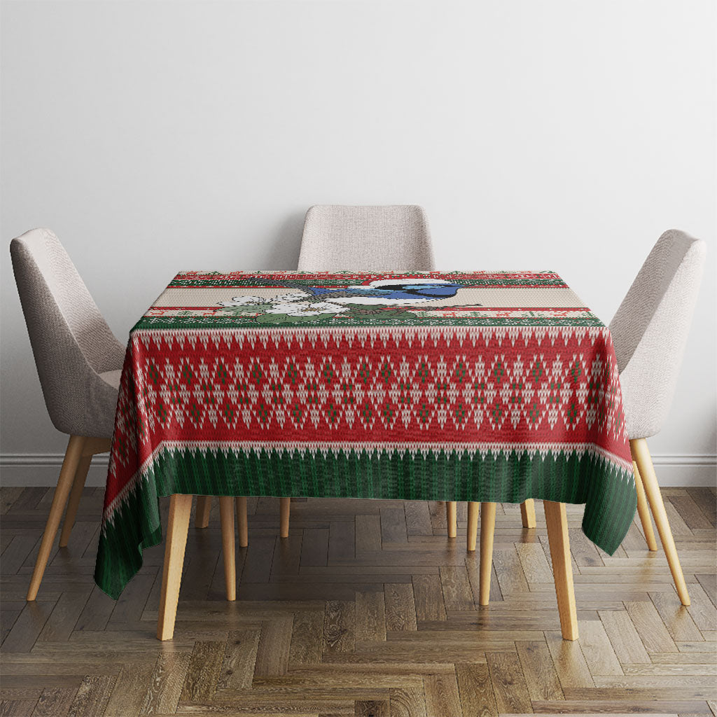 Aussie Fairy-wren Christmas Tablecloth Festive Knitted Pattern Inspired