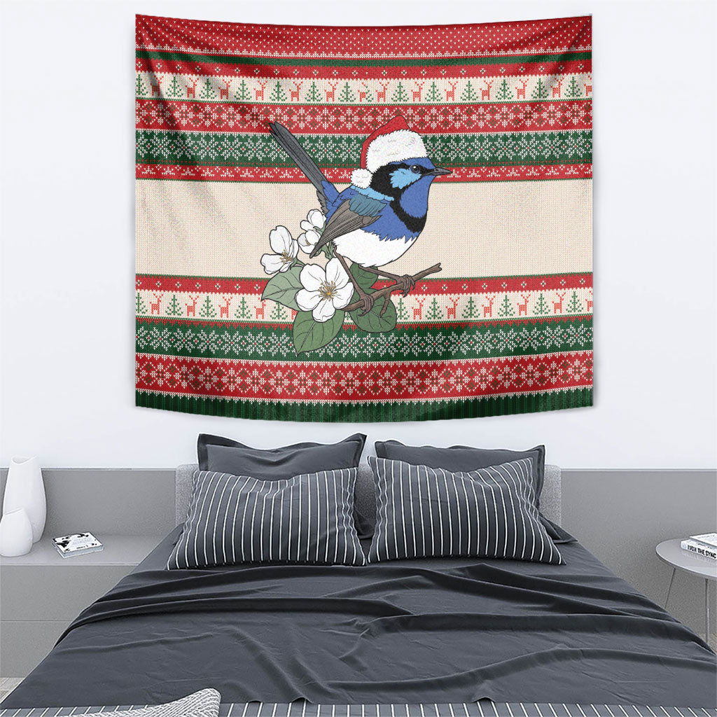 Aussie Fairy-wren Christmas Tapestry Festive Knitted Pattern Inspired