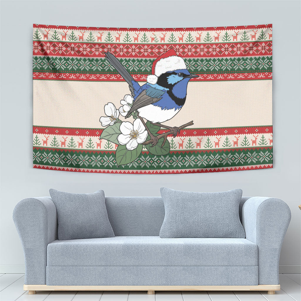 Aussie Fairy-wren Christmas Tapestry Festive Knitted Pattern Inspired