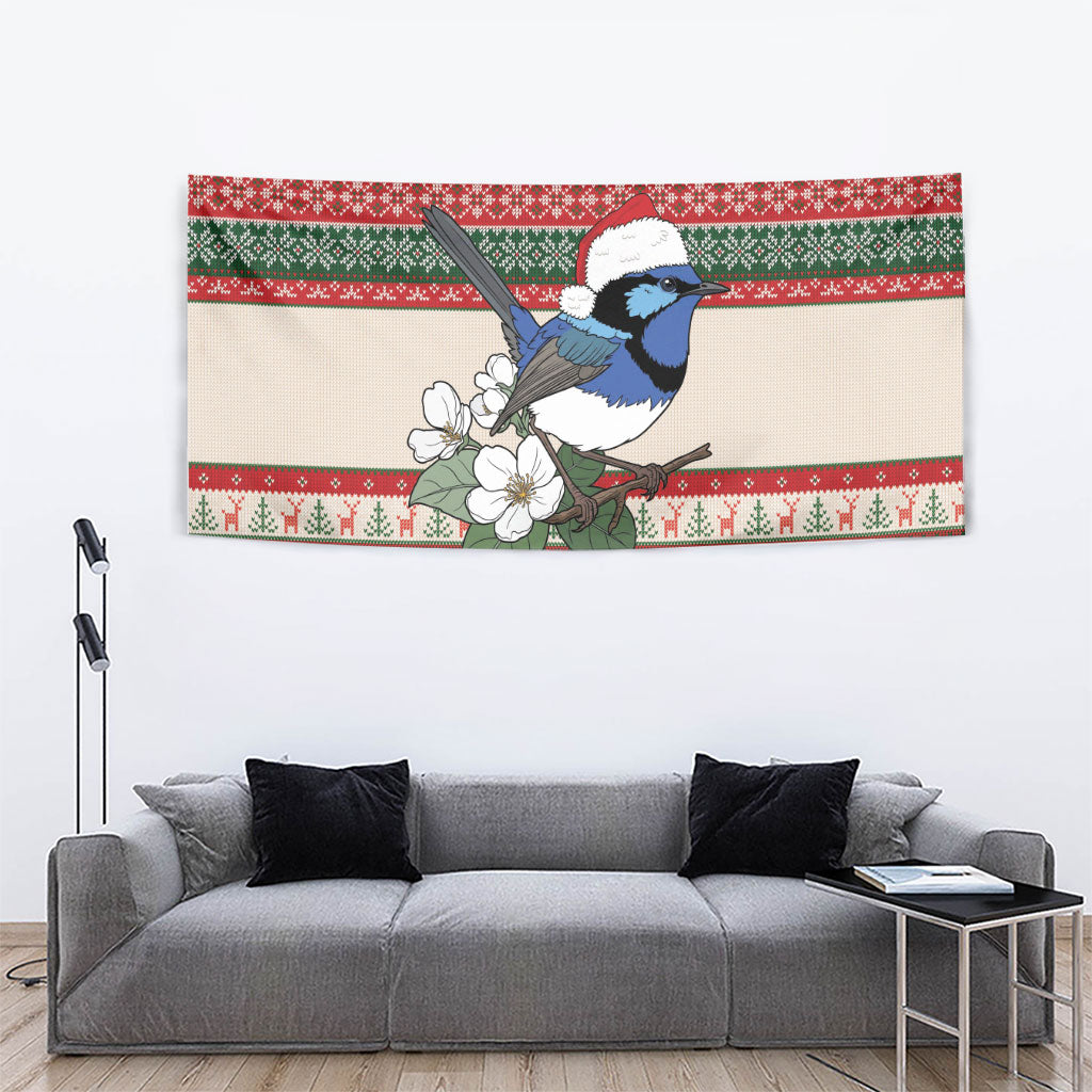 Aussie Fairy-wren Christmas Tapestry Festive Knitted Pattern Inspired