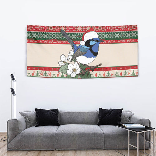 Aussie Fairy-wren Christmas Tapestry Festive Knitted Pattern Inspired