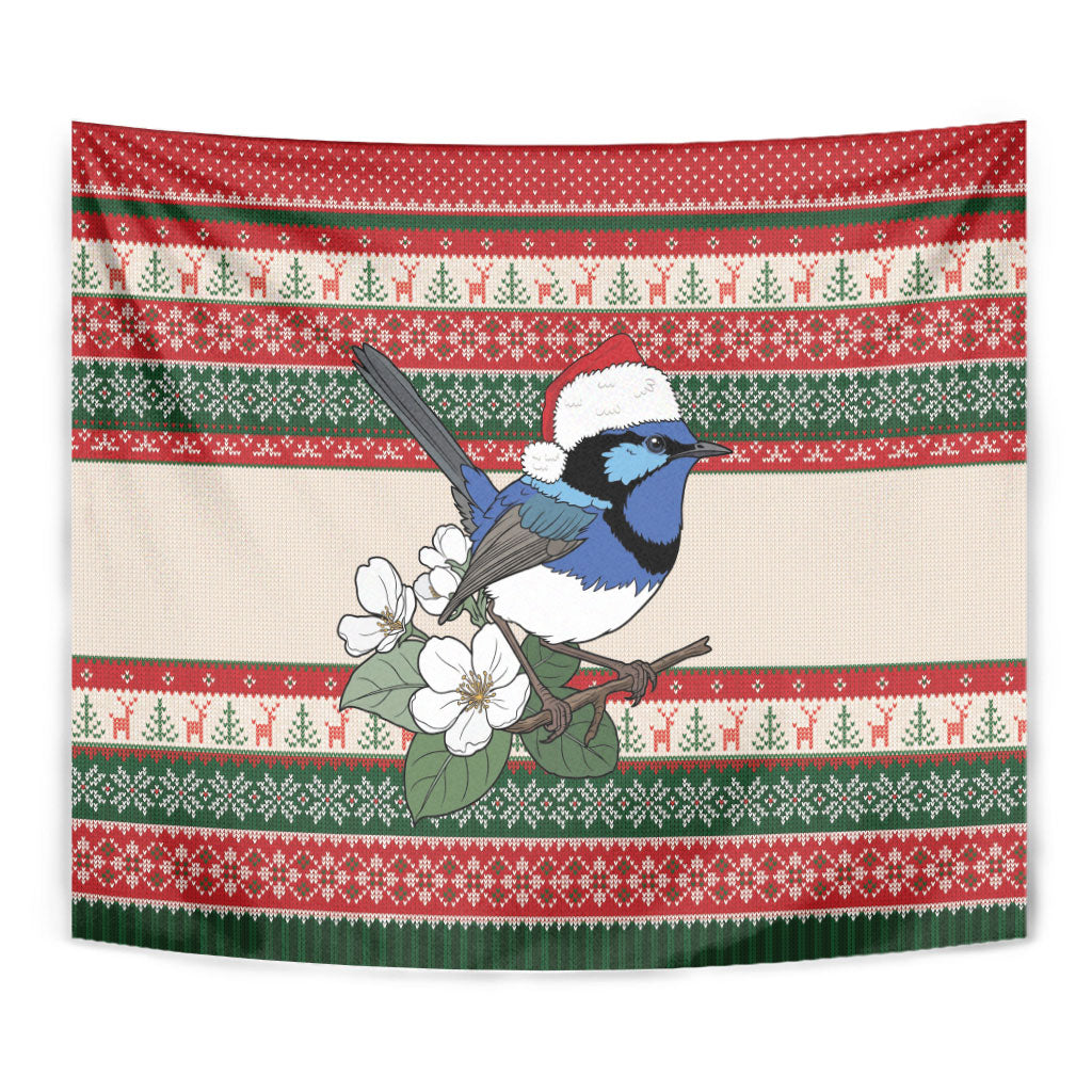 Aussie Fairy-wren Christmas Tapestry Festive Knitted Pattern Inspired